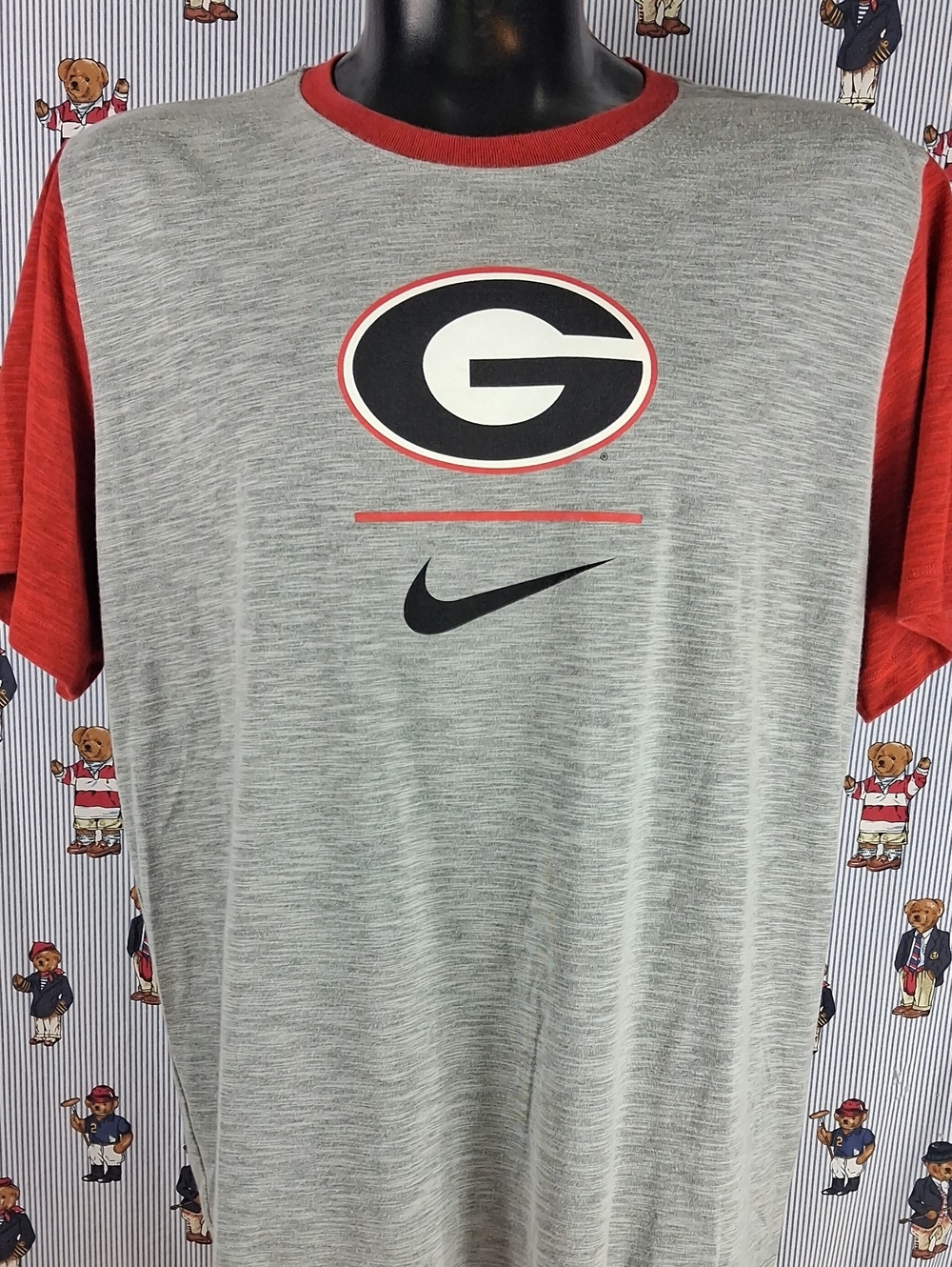 Nike Center Swoosh Georgia Bulldogs Logo Heather Gray & Red Dri-Fit 2XL T-shirt